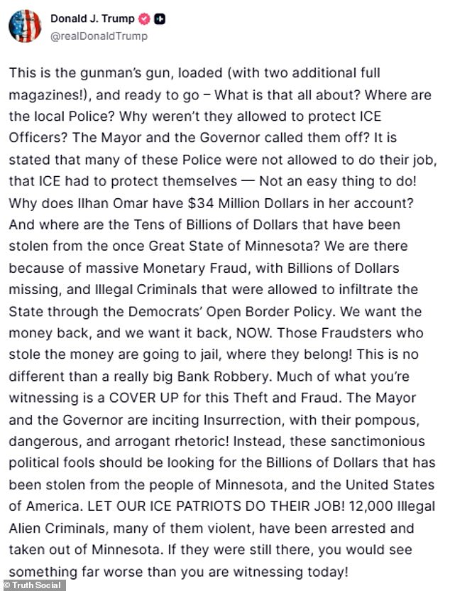 The image, posted on Truth Social, shows a semi‑automatic handgun alongside extra ammunition.