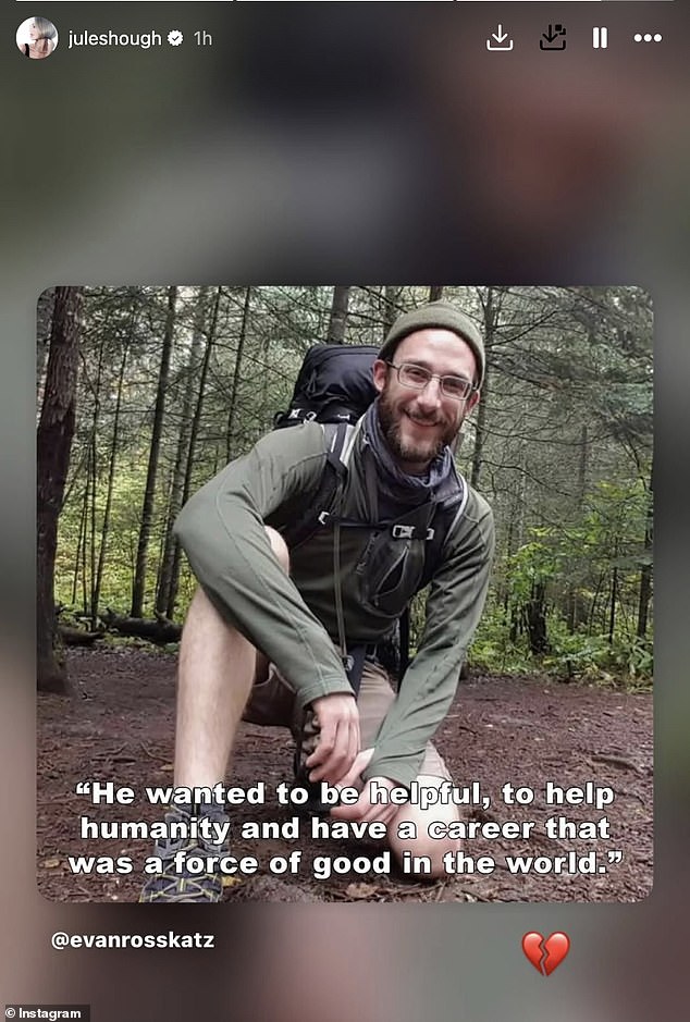 The professional dancer simply added a broken heart emoji underneath the post on her Instagram stories