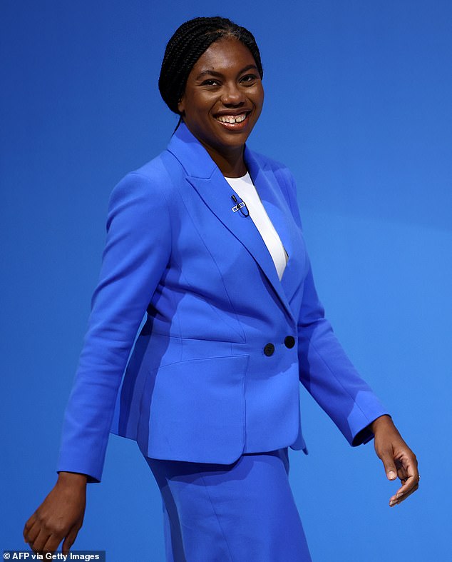 Conservative Leader Kemi Badenoch delivers a speech at the annual party conference in Birmingham on October 2, 2024