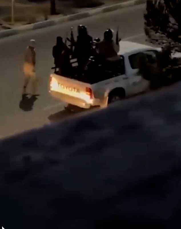 Heavily armed trucks seen patrolling Tehran on Saturday after being deployed to protect government sites