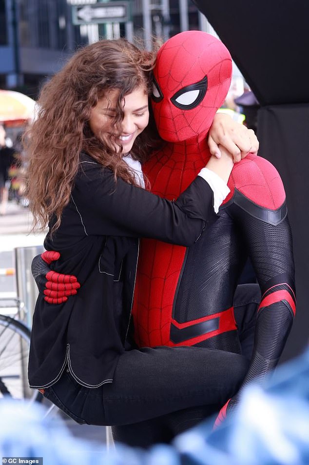 Zendaya and Holland first met while filming Spider-Man: Homecoming in 2016; seen while filming Spider-Man: Far From Home in October 2018