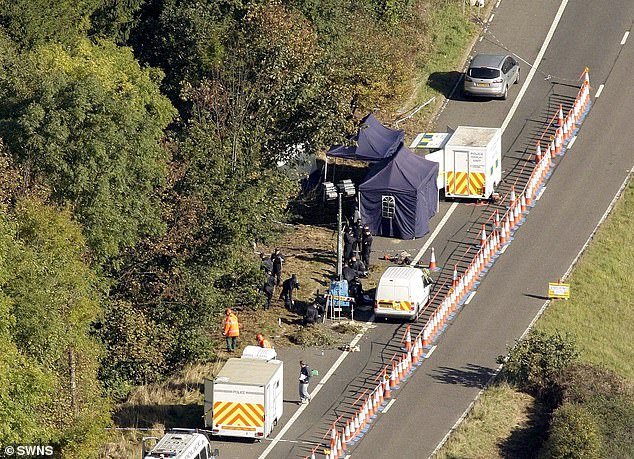 Police closed off the road after Melanie's body was discovered at the side of the M5 in 2009