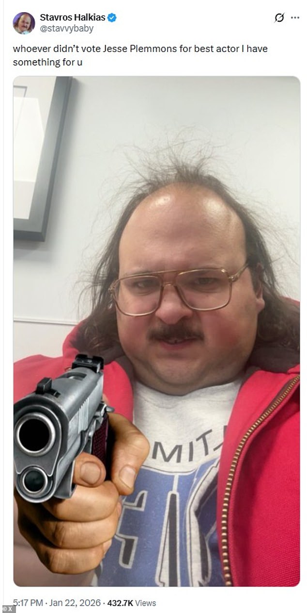 The Beguiled star, 43, made her feelings known when she reposted Stavros Halkias's Instagram Story bashing the snub