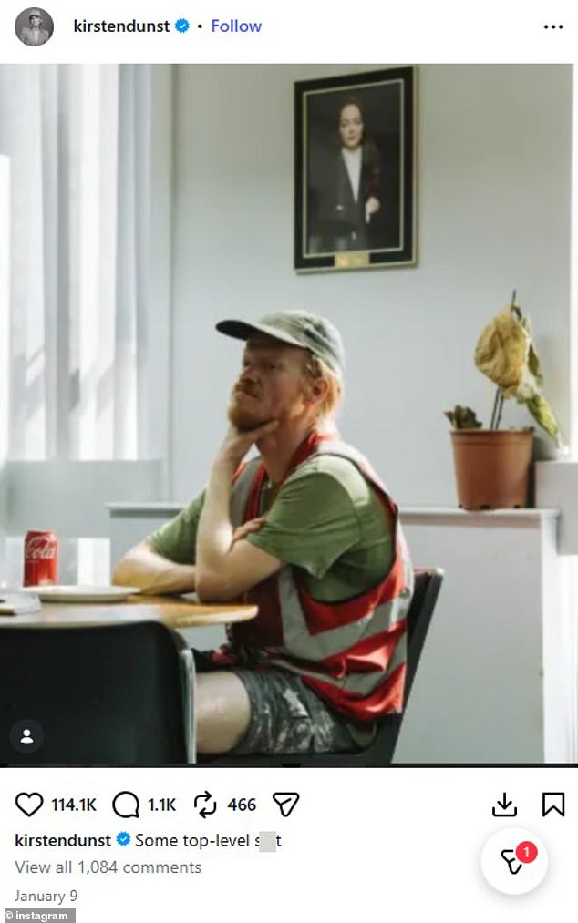 The mom-of-two applauded Plemons earlier this month via social media by sharing a picture her husband in a scene from the movie