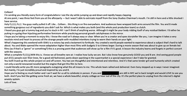 The message, dated just one day after the film¿s August 10, 2024 premiere, appeared among exhibits in the ongoing legal fight tied to the adaptation