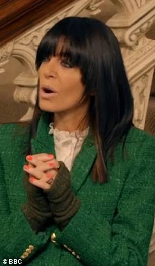 Claudia wore a green tweed blazer similar to one Ms Dobson's donned in 2024