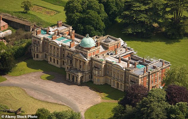 An aerial view of Elveden Hall near Thetford UK, which is owned by Lord Iveagh of the Guinness family