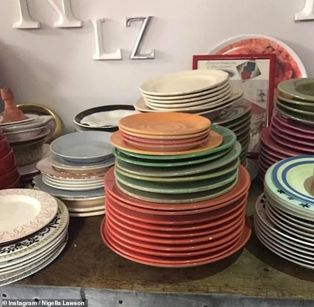 Jordana has praised the 'eclectic' mix of plates and crockery around Nigella's cosy kitchen