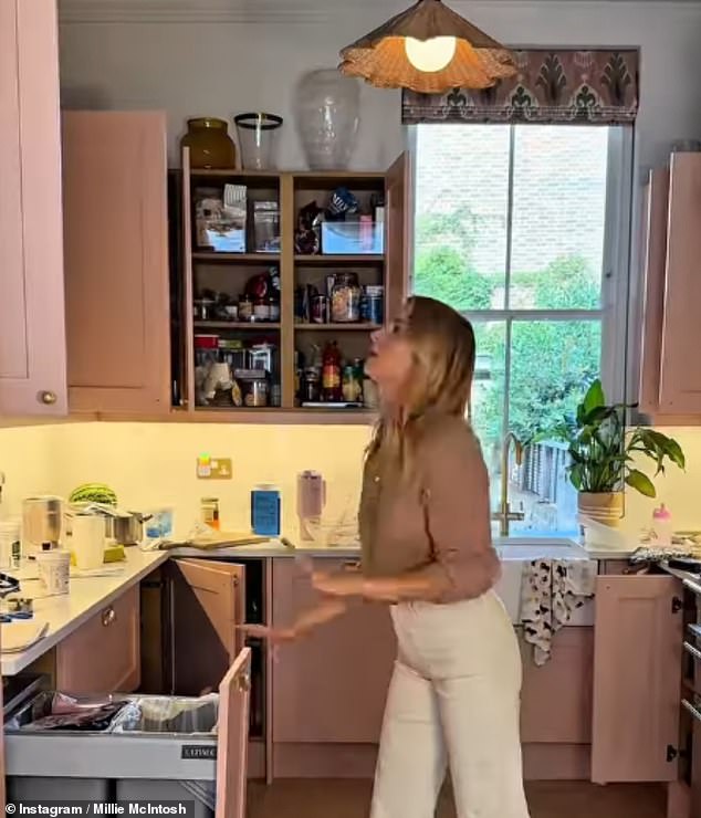 Millie opted out of the classic kitchen colour schemes and decided to go for a warm dusky pink