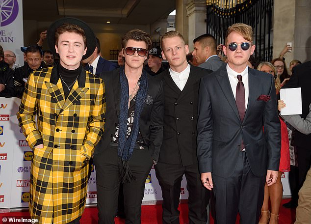 Jake Roche, now 33, appeared to be set to make it big after he bagged a record deal as the face of pop-rock band Rixton (pictured with bandmates Charley Bagnall, Lewi Morgan and Danny Wilkin in 2015)