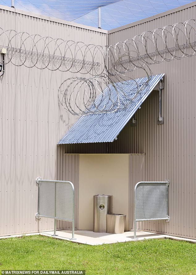 Supermax has eight exercise yards where inmates can gather two at a time. Each yard has a steel mesh canopy to prevent items being thrown over the wall or dropped by drone