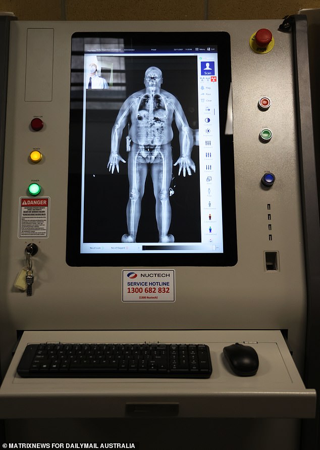 The Supermax security system includes CCTV, telephone and other audio monitoring, walk-through metal detector and an X-ray machine (above). No one has ever escaped