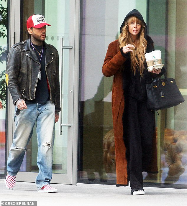 The Love Island star went make-up free as she arrived at the studio with her close friend and co-presenter Pete Wicks