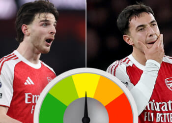 Martin Zubimendi endures horror show with Declan Rice one of few positives for Gunners