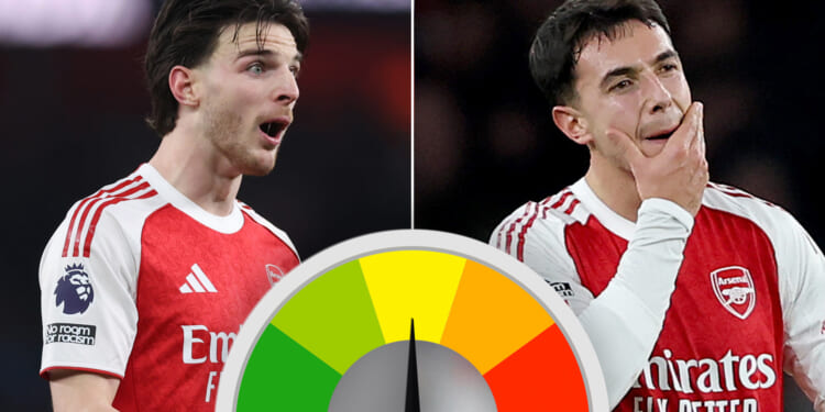 Martin Zubimendi endures horror show with Declan Rice one of few positives for Gunners