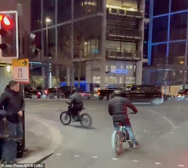 Phone muggings by bike gangs like this one in Knightsbridge are common