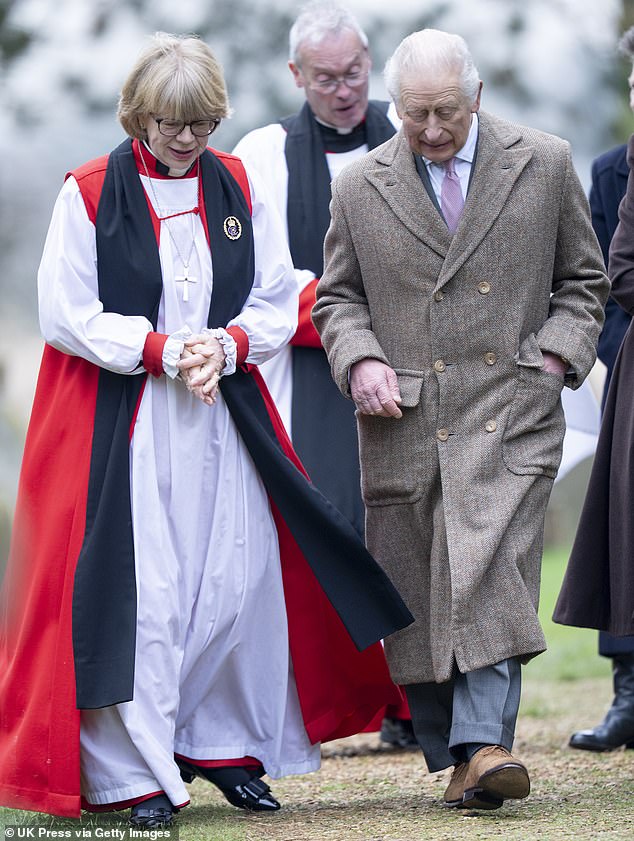King Charles III and Archbishop of Canterbury elect, Dame Sarah Mullally, attend Mattins at St Peter's church on January 25, 2026