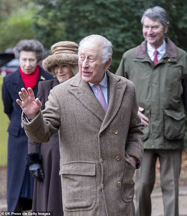 A beaming Charles, who had placed an order last year for the eco car, joked to Royal fans gathered outside St Peter's Church that the Lotus was 'silent but deadly'