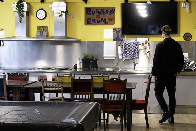 The deserted communal kitchen where a poster on the wall reads ¿Everybody Equal¿, and where a young man called Steijn was threatened with an eight-inch knife