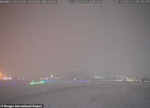 The storm caused low visibility at the airport from the heavy snowfall