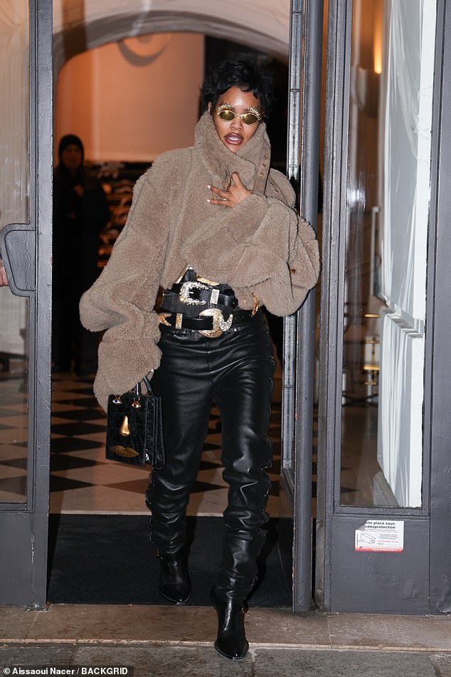 Teyana Taylor made a stylish appearance in Paris dressed head-to-toe in Schiaparelli