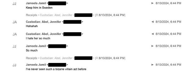 The court documents include messages between Jamil and Justin's publicist Abel in August 2024, where they also poke fun at Livley's tone-deaf promotion of It Ends With Us