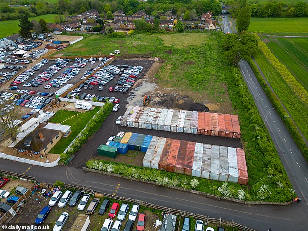 The field was replaced by a scarred landscape of craters and shipping containers