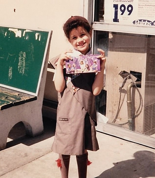 Meghan posted photos of her as a Girl Scout selling cookies in April last year