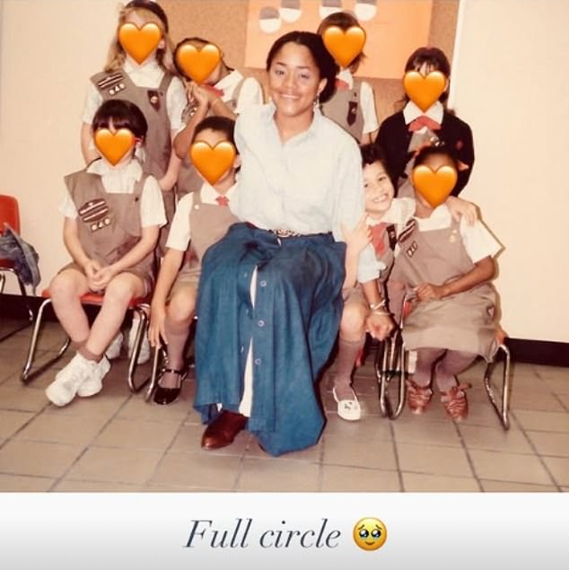 Meghan shared a previously unseen childhood image of herself as a child, smiling as she pokes her head around Doria, as she revealed she and Harry executive produced the movie