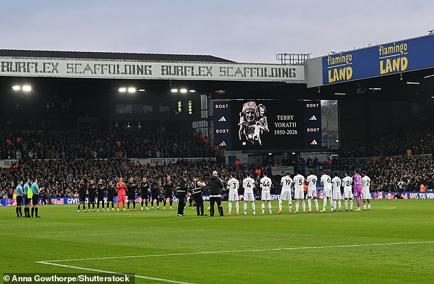 Terry Yorath is remembered before kick off Leeds United vs Fulham on January 17