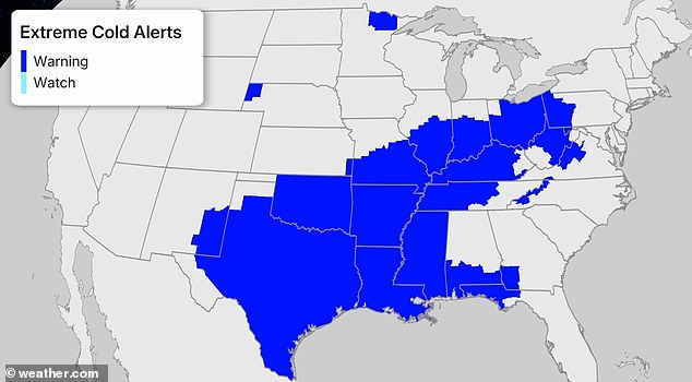 Winter storm fern weather forecast maps monday