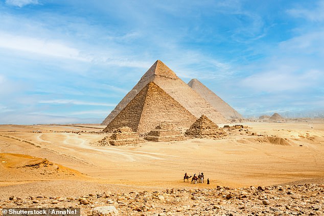 The Giza complex consists of three pyramids, Khufu, Khafre and Menkaure, built 4,500 years ago on a rocky plateau on the west bank of the Nile River in northern Egypt