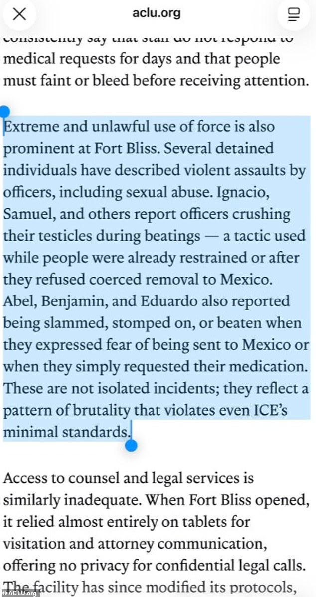 The ACLU alleges ICE is sexually abusing males in custody by grabbing and bursting their testicles