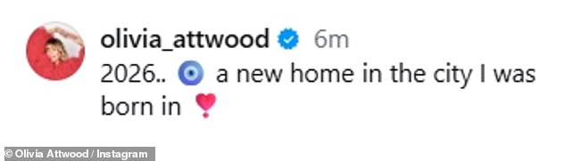 Posing for a selfie in front of her mirrored wardrobes, she wrote: '2026.. a new home in the city I was born in'