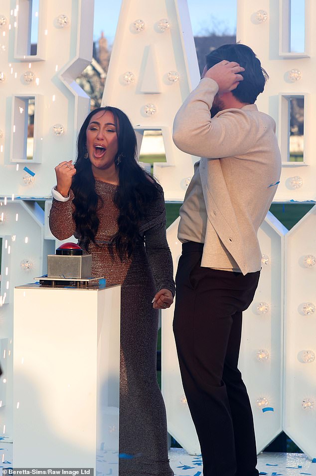 The couple appeared elated with the news as Sophie was seen holding a fist as Jordan put his hands through his hair in disbelief