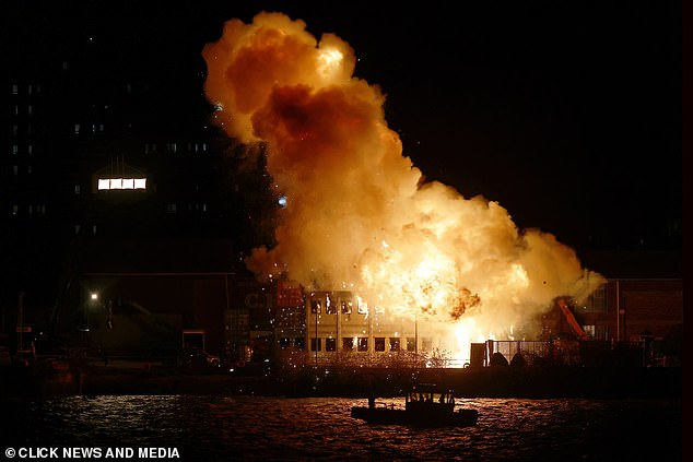 The hit Tom Hardy drama lit up London's skyline as an explosion tore through a warehouse near Newham, shocking locals and sending flames and smoke high into the sky
