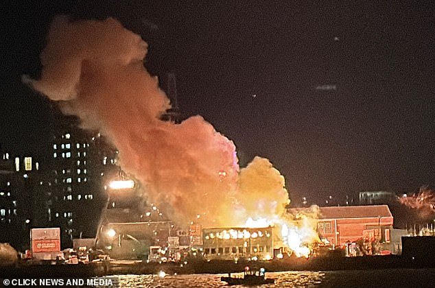 Smoke billowed into London's skyline for the huge stunt