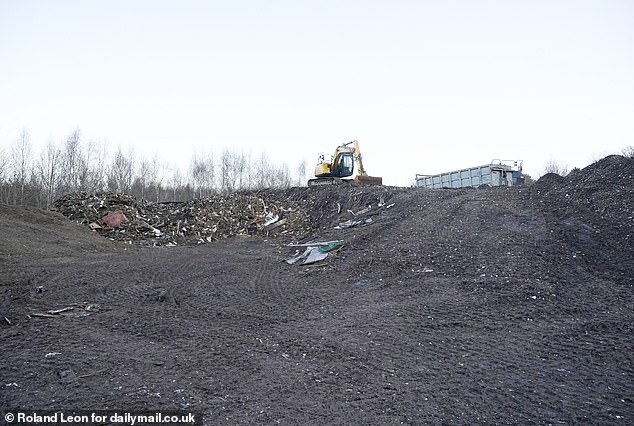 A ground-level view of the illegal waste processing site at Stone Arrow Farm
