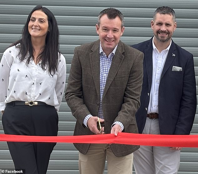 Wayne and Amy Butterfield with MP Stuart Anderson as he opens Upper Teme Business Park. Mr Anderson is not accused of any wrongdoing and there is no suggestion he knew that land the couple owned was used for dumping waste