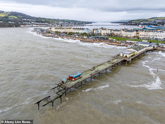 Warnings for wind and rain are in place for Devon, where Teignmouth Pier has already seen huge damage caused by storms