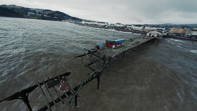 Aerial images showed the destruction caused to Teignmouth Grand Pier caused by Storm Ingrid