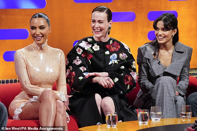 The reality star, 45, appeared on the show in late October alongside Sarah Paulson to promote their legal drama All's Fair, and Graham admitted he'd misjudged her (seen with Sarah and Rachel Zegler)