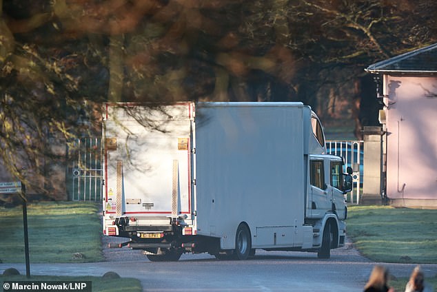 A van arrives at Royal Lodge, on the Windsor estate, as Andrew prepares to move out