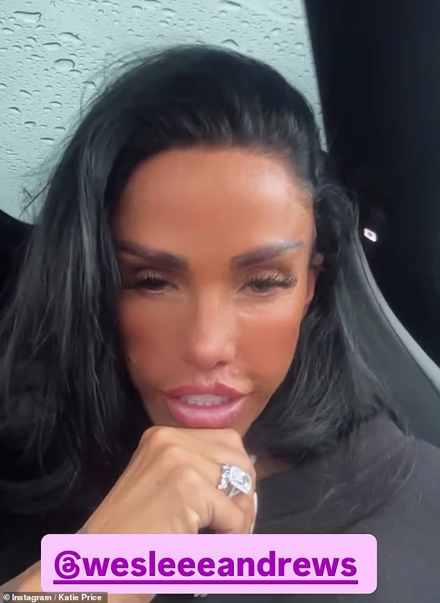 Kissing her engagement ring, Katie bragged to her followers: 'Despite all the noise that's going on, I miss you Lee, I love you unconditionally. And yes it's on the right hand'