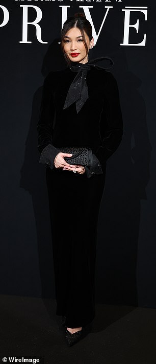 English actress Gemma Chan, 43, also wore black velvet