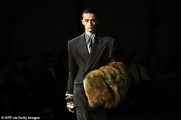 One model showed off a pinstripe suit from the new collection