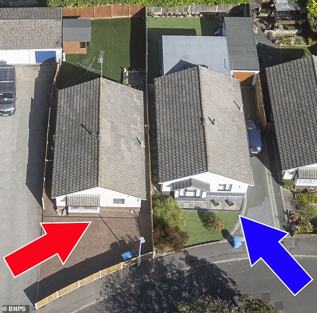 The boundary between Ms Field's bungalow on the left and neighbour Pauline Clark's on the right has been at the centre of a five-year dispute