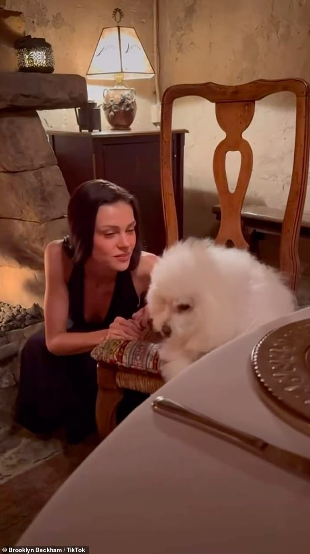 Nicola with the couple's dog Lamb as they visit the luxury San Ysidro Ranch in Montecito