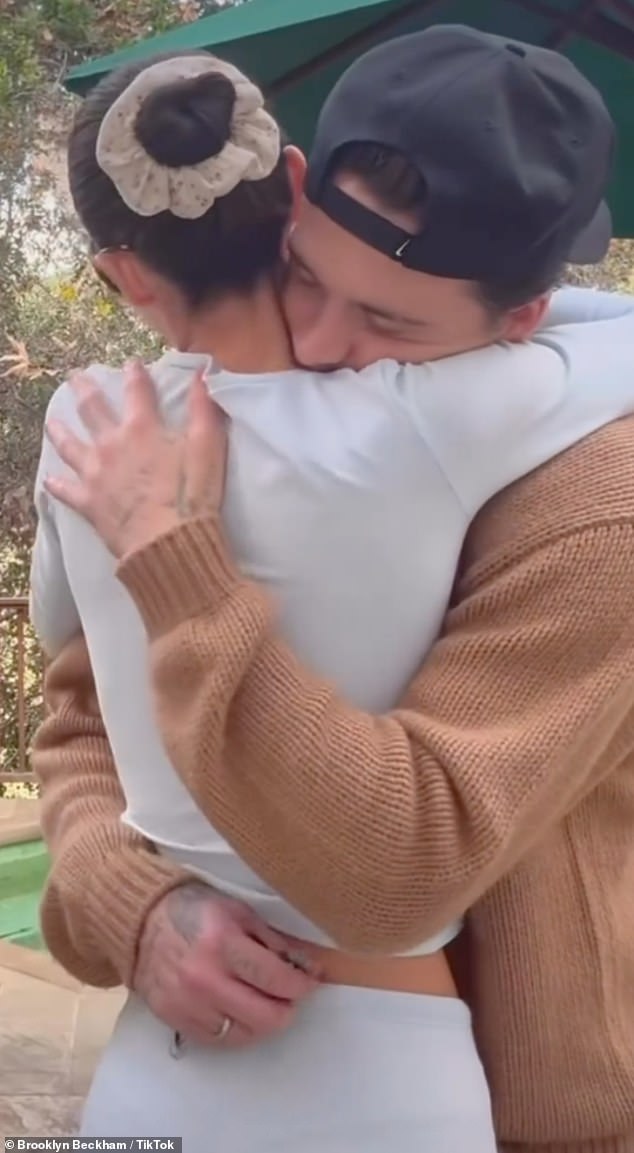 Brooklyn and Nicola are seen embracing in the grounds of the San Ysidro Ranch in Montecito