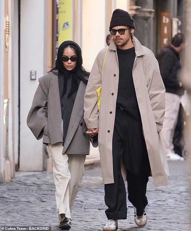 Harry has taken numerous trips to Rome with girlfriend Zoe Kravitz, pictured above shopping. He is also in the process of creating a £30million mega-mansion in Hampstead, London